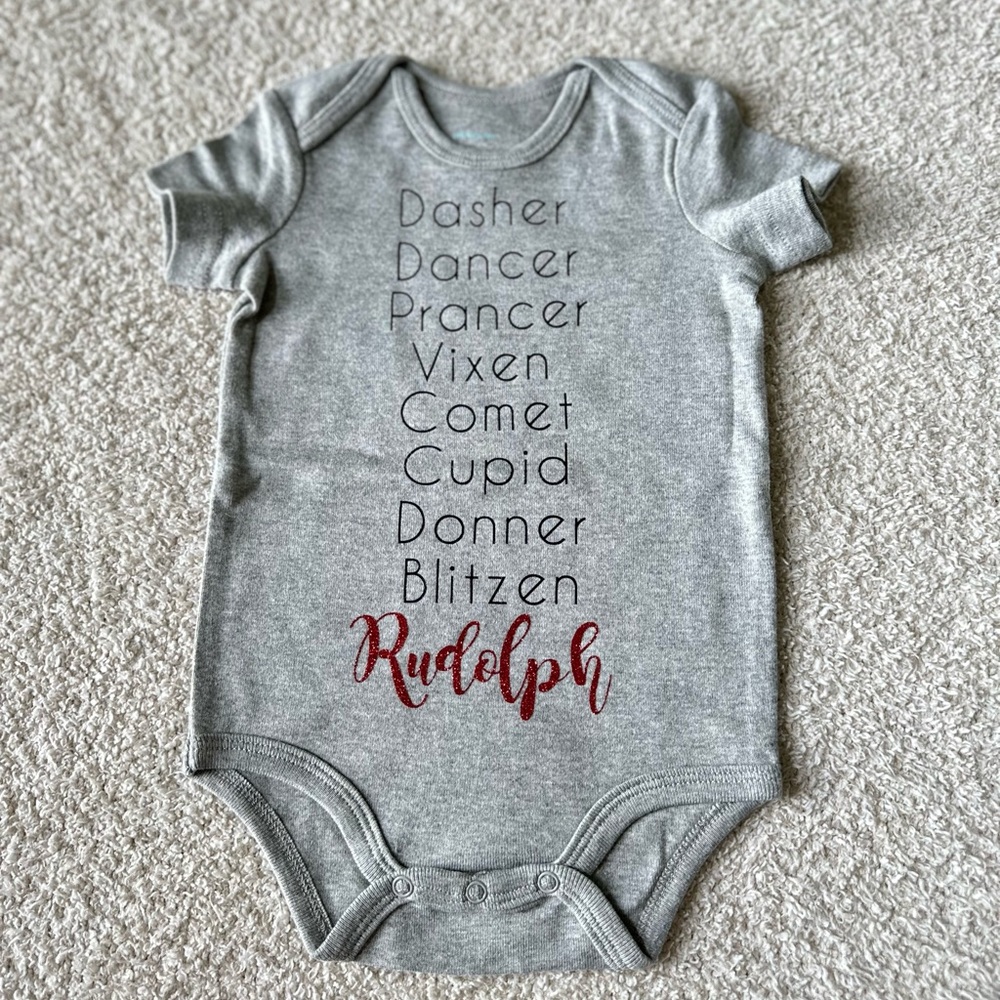 Custom Reindeer Names Christmas Onesie
